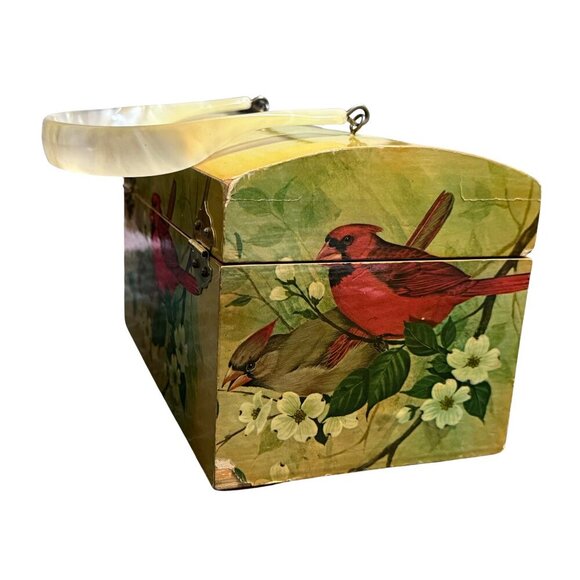 Annie Laurie Vintage Original Palm Beach Red Cardinal Box Purse - Picture 3 of 15